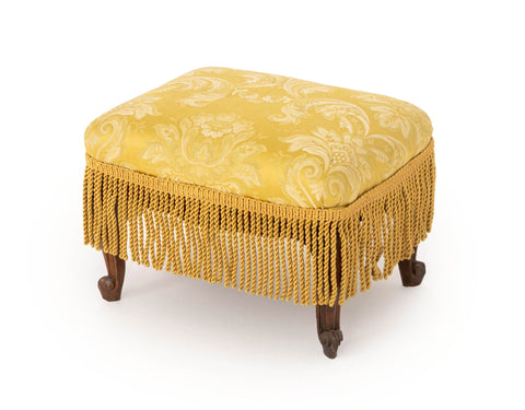 Louis XV Style Yellow Damask Upholstered Ottoman