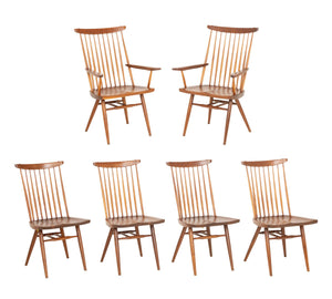 George Nakashima Set of Six Walnut "New" Dining Chairs, 1964-5