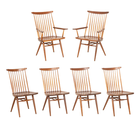 George Nakashima Set of Six Walnut 