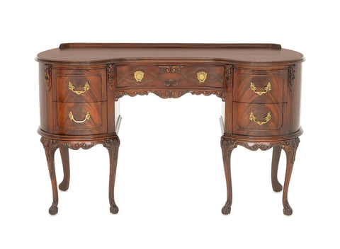 Queen Anne Style Mahogany Kidney Shaped Desk