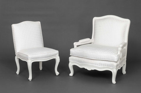 Louis XV Style White Painted Chairs, 2