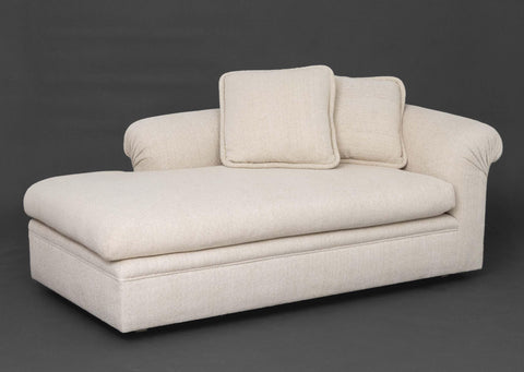 Modern Beige Textured Fabric Upholstered Chaise Longue