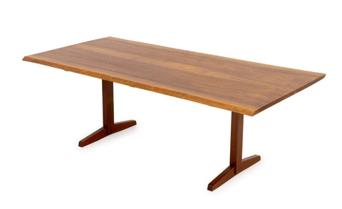 George Nakashima Bookmatch Black Walnut Trestle Dining Table, 1964-5