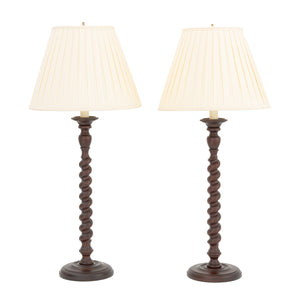 Jacobean Style Mahogany Barley Twist Lamps, 2