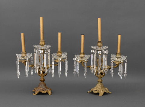 Pair of Victorian Style Three-Branch Girandole Table Lamps