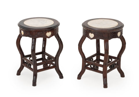Victorian Chinoiserie Style Mahogany Pedestal Tables, 2