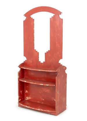 Native American Style Red Painted Display Shelf