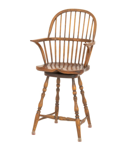 Windsor Style Oak Swivel Seat Bar Stool