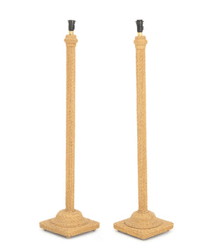 Pair of Modern Sea Grass Wrapped Floor Lamps