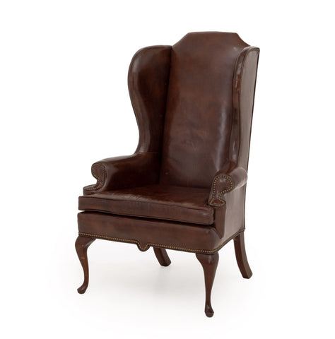 American Studded Upholstered Wingback Armchair