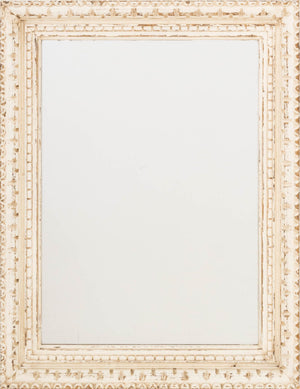 Rustic White Painted Wood Framed Mirror