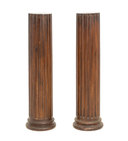 Pair of Neoclassical Style Fluted Mahogany Display Pedestals