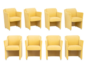 Rolf Benz "Model 7100" Yellow Velvet Upholstered Dining Chairs, 8