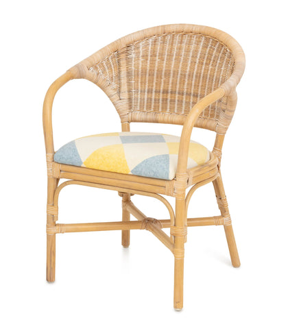 Vintage Modern Woven Rattan Upholstered Armchair