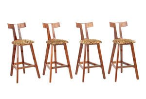 Mid-Century Modern Leopard Print Upholstered Stools, 4