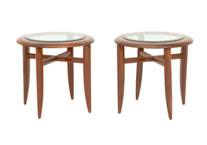 Adam Tihany for Pace Mahogany Side Tables, Pair