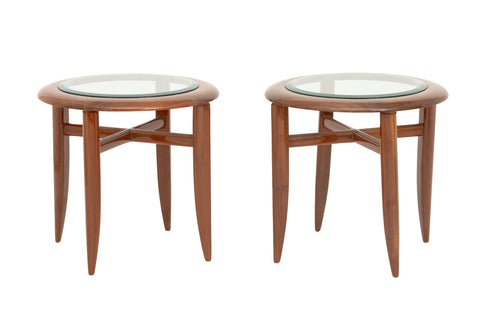 Adam Tihany for Pace Mahogany Side Tables, Pair