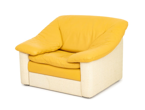 Italian Gyform Yellow Leather Upholstered Lounge Chair