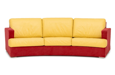 Rolf Benz Curved Two-Tone Suede and Leather Upholstered Sofa