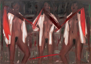 Ksiazek Signed Abstract Nude Figures Oil on Canvas