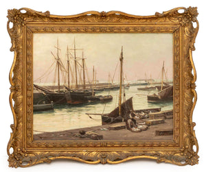 Illegibly Signed Sailing Boats Scene Oil, 19th Century