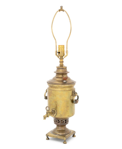 Imperial Russian Brass Samovar Mounted as Lamp