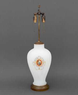 French Style Milk Glass Vase Mounted as a Lamp