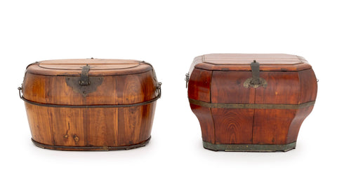 Two Chinese Brass Bound Wood Wedding Chests