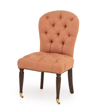 Edward Ferrell Victorian Style Button-Tufted Red Fabric Upholstered Slipper Chair
