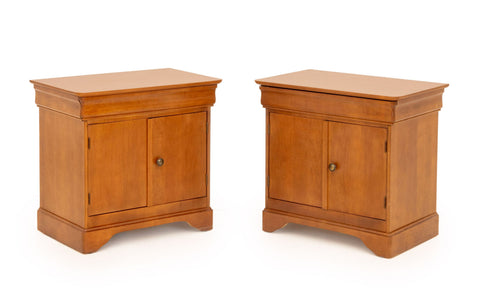 Pair of Louis Philippe Style Maple Wood Bedside Cabinets