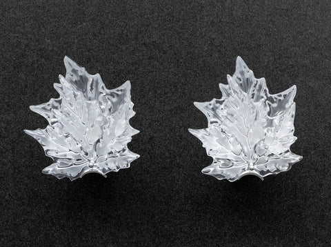Pair of Lalique Crystal and Chrome 