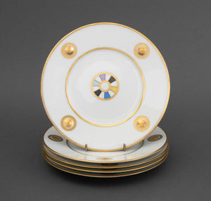 Set of Five Olivier Gagnere for Bernardaud Porcelain "Lipair" Pattern Dessert Plates