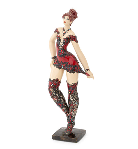 Josepha Standing Woman in a Red Dress Resin Sculpture