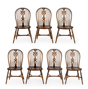 Set of Seven Windsor Style Oak Side Chairs