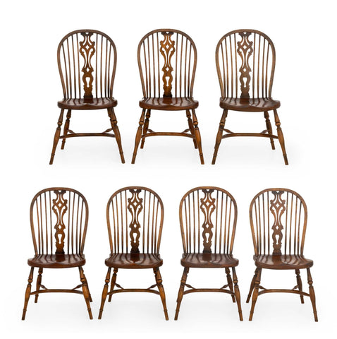 Set of Seven Windsor Style Oak Side Chairs