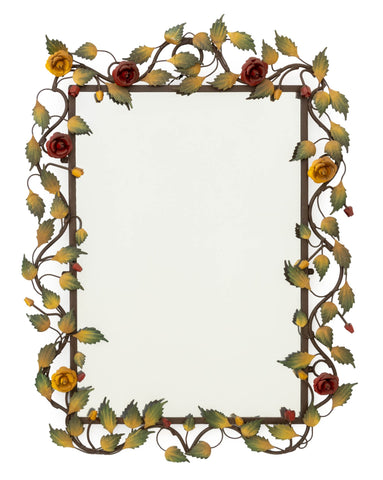Floral Tole Painted Framed Mirror