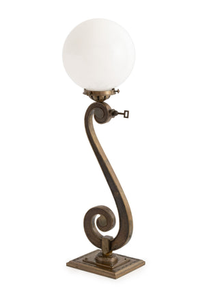 Art Deco Bronze Scroll Form Lamp