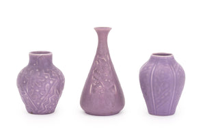 Collection of Three Rookwood Pottery Art Deco Purple Matte Glazed Ceramic Vases