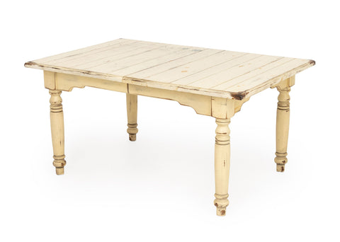 Provincial Distressed White Painted Pine Dining Table