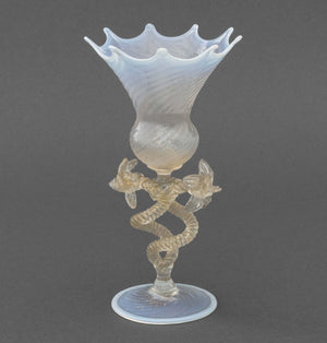 Salviati Attributed Opaline Glass Vase, circa 1950