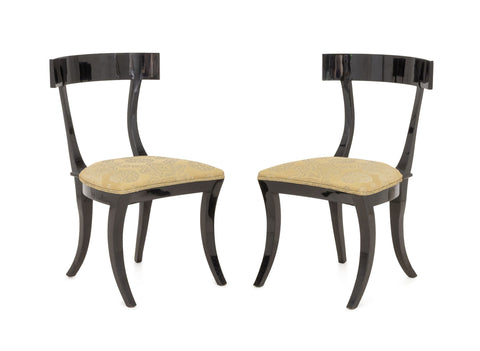 Pair of Contemporary Ebonized Wood Klismos Dining Chairs