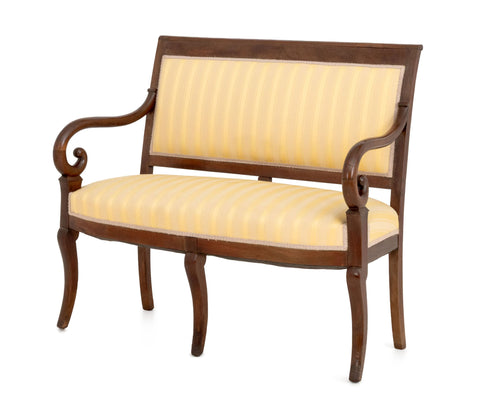 Louis Philippe Style Upholstered Mahogany Settee