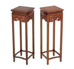 Pair of Chinese Hardwood Pedestal Stands