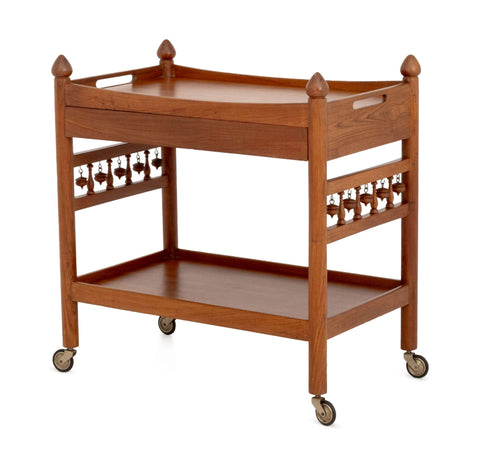Danish Teak Rolling Tea Trolley