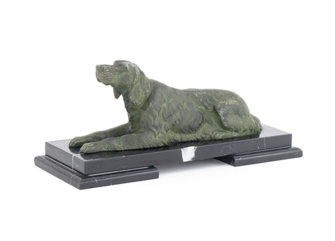 Setter Verdigris Patinated Spelter Sculpture
