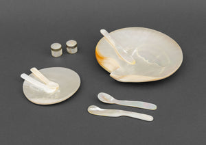 Collection of Nine Mother-of-Pearl Assembled Caviar Service