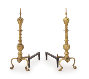 Pair of Federal Style Brass Andirons