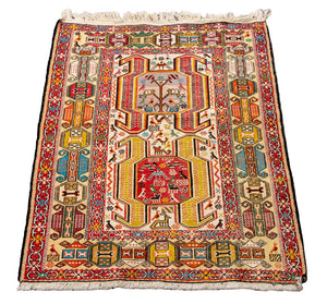 Caucasian Kazak Hand-Knotted Rug, 3' 3" x 2' 6"