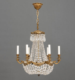 French Empire Style Bronze Basket Chandelier