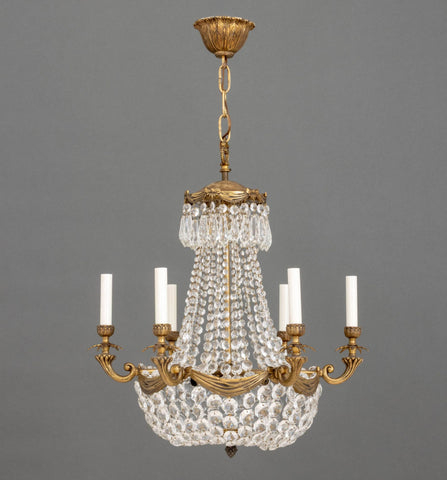 French Empire Style Bronze Basket Chandelier